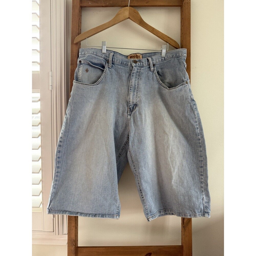 Vintage Y2K Webs Baggy Denim Shorts Mens 36 Light Wash JNCO Style Streetwear
